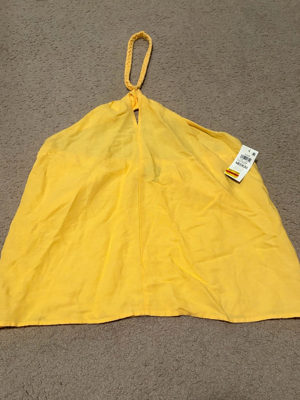 Bright Yellow Halter Tank Top with Braided Strap